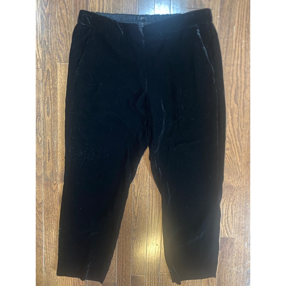 J Crew Black Velvet Pull On Pants Holiday Party 16 Tall